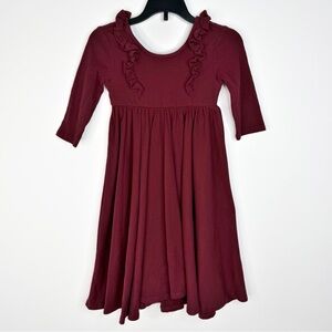Remie Girl Burgundy Wine Twirl Dress Size‎ 8 Soft & Stretchy!